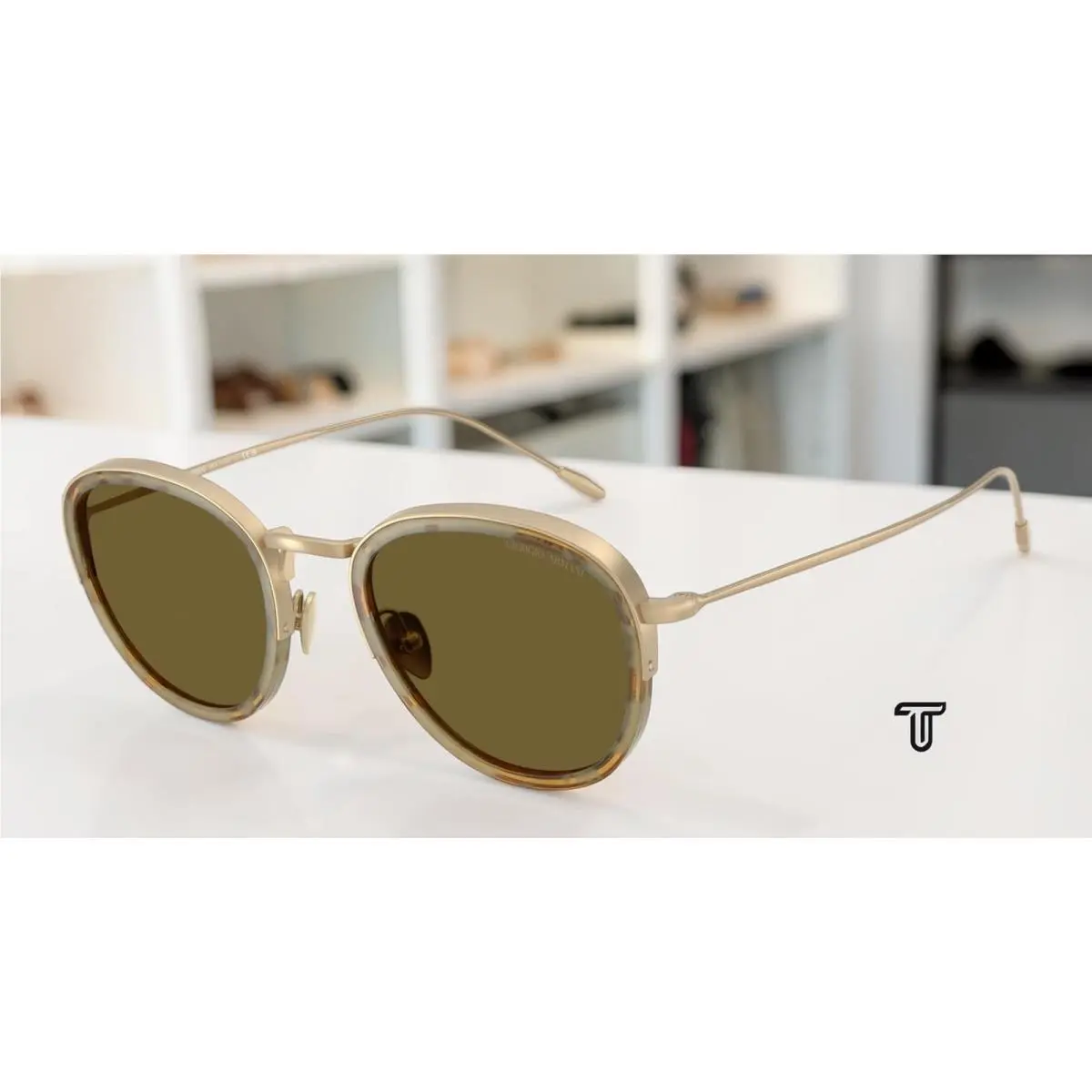AR6068 630073 Matte Pale Gold Dark Brown 50 mm Men`s Sunglasses by Giorgio Armani