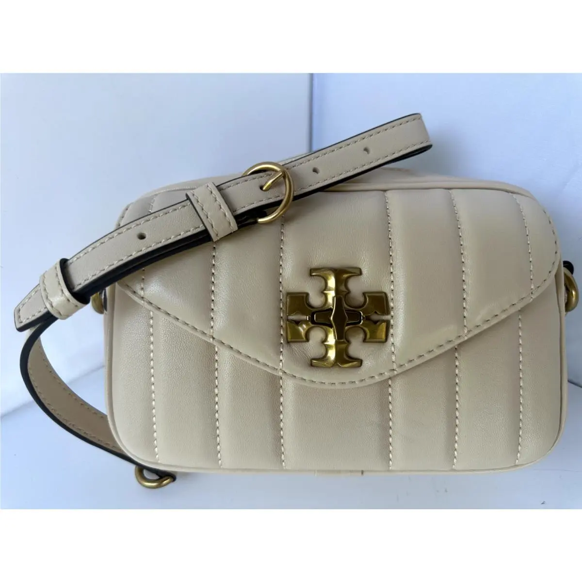 Tory Burch Kira Mini Camera Bag Brie Crossbody Leather