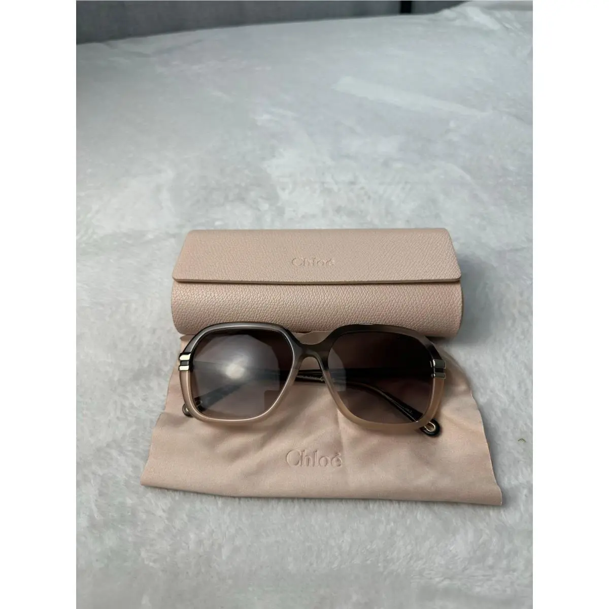 Chloé CH0204S 004 Grey Havana to Transparent with Case 70`s Retro Style