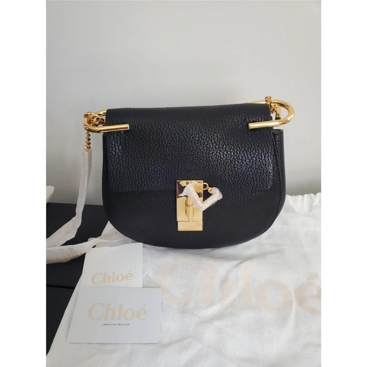 Women`s Mini Chloe Drew Leather Crossbody/handbag Black