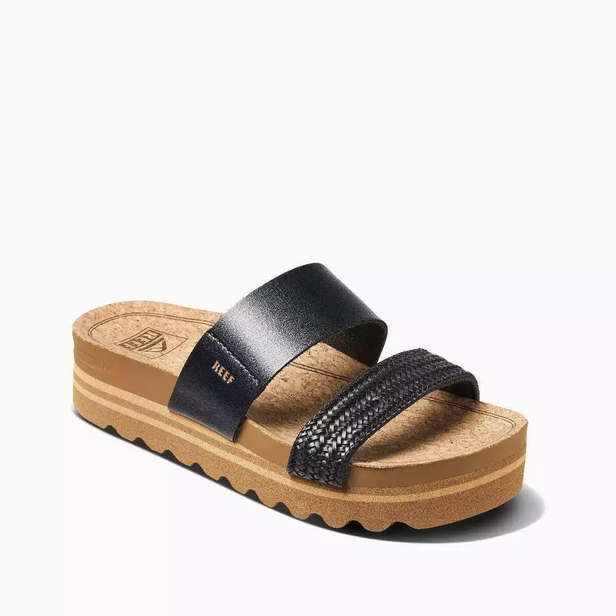 Reef Women`s Cushion Vista Hi Comfortable Regular Sandal - Black Braid Sizes