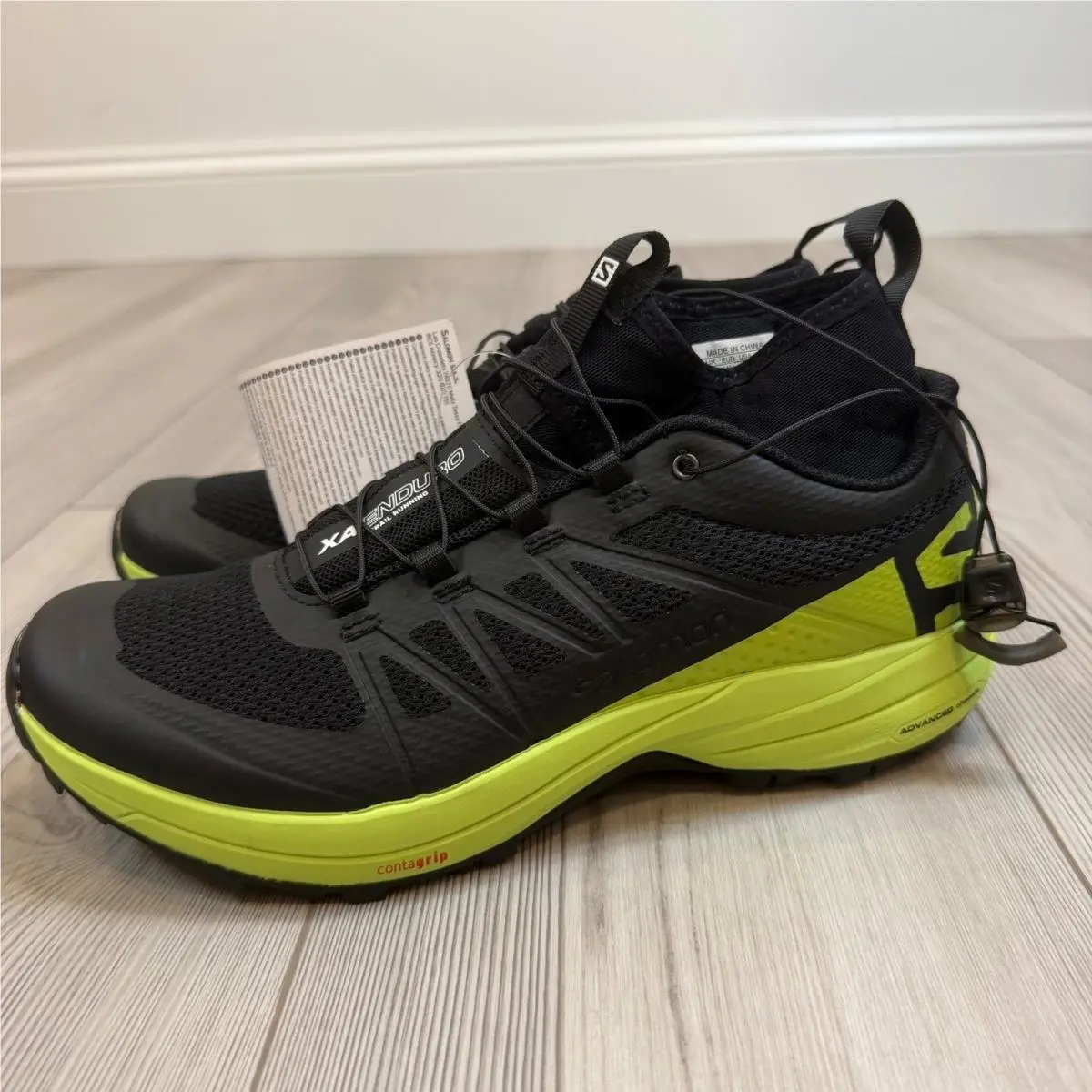Salomon XA Enduro Trail Running Shoes Black Lime Green 392407 Mens Size 8
