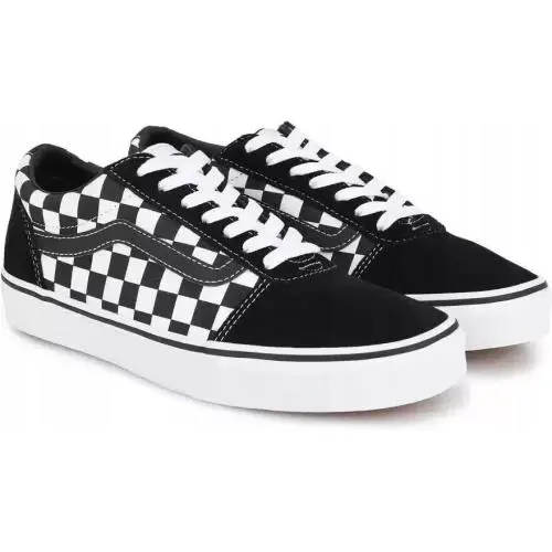 Vans Ward Checkered Sneaker in Black/white Suede Men`s - Black, Red, White