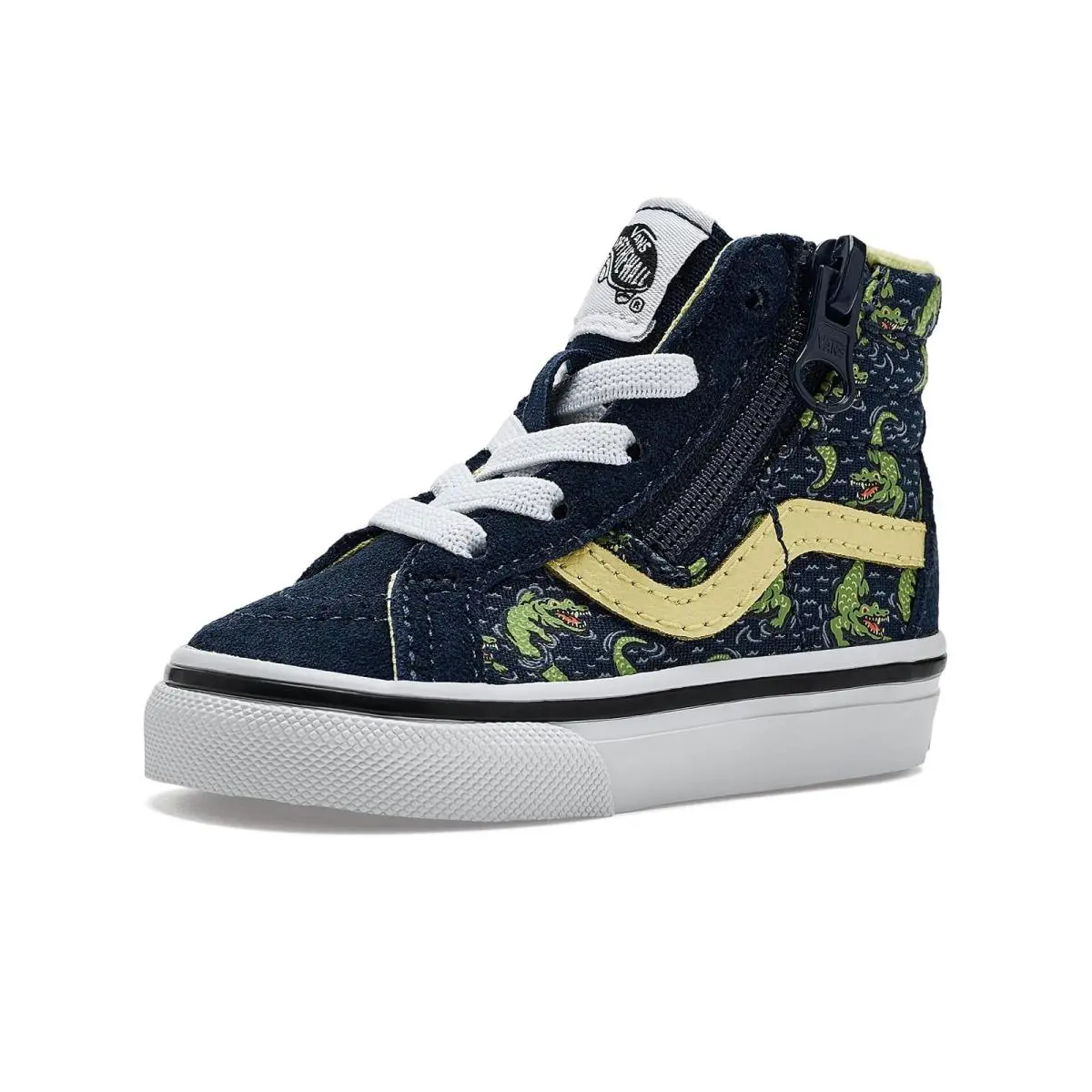 Children Unisex Shoes  Kids Sk8-Hi® Reissue Side Zip Infant/toddler Glow Croc Navy/Yellow by Vans