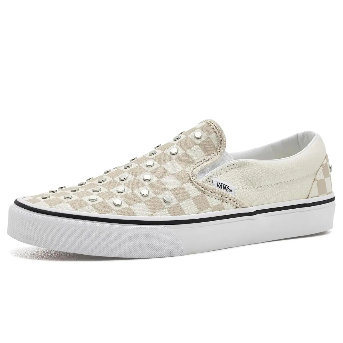 Unisex Sneakers Athletic Shoes  Classic Slip-on Checkerboard Studs Turtledove by Vans