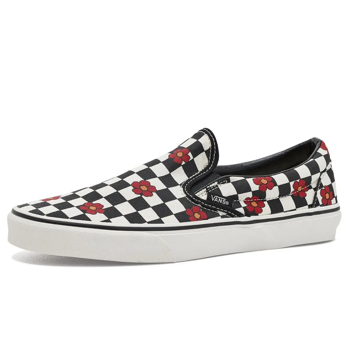 Unisex Sneakers Athletic Shoes  Classic Slip-on Red Poppy Checker Black/White by Vans