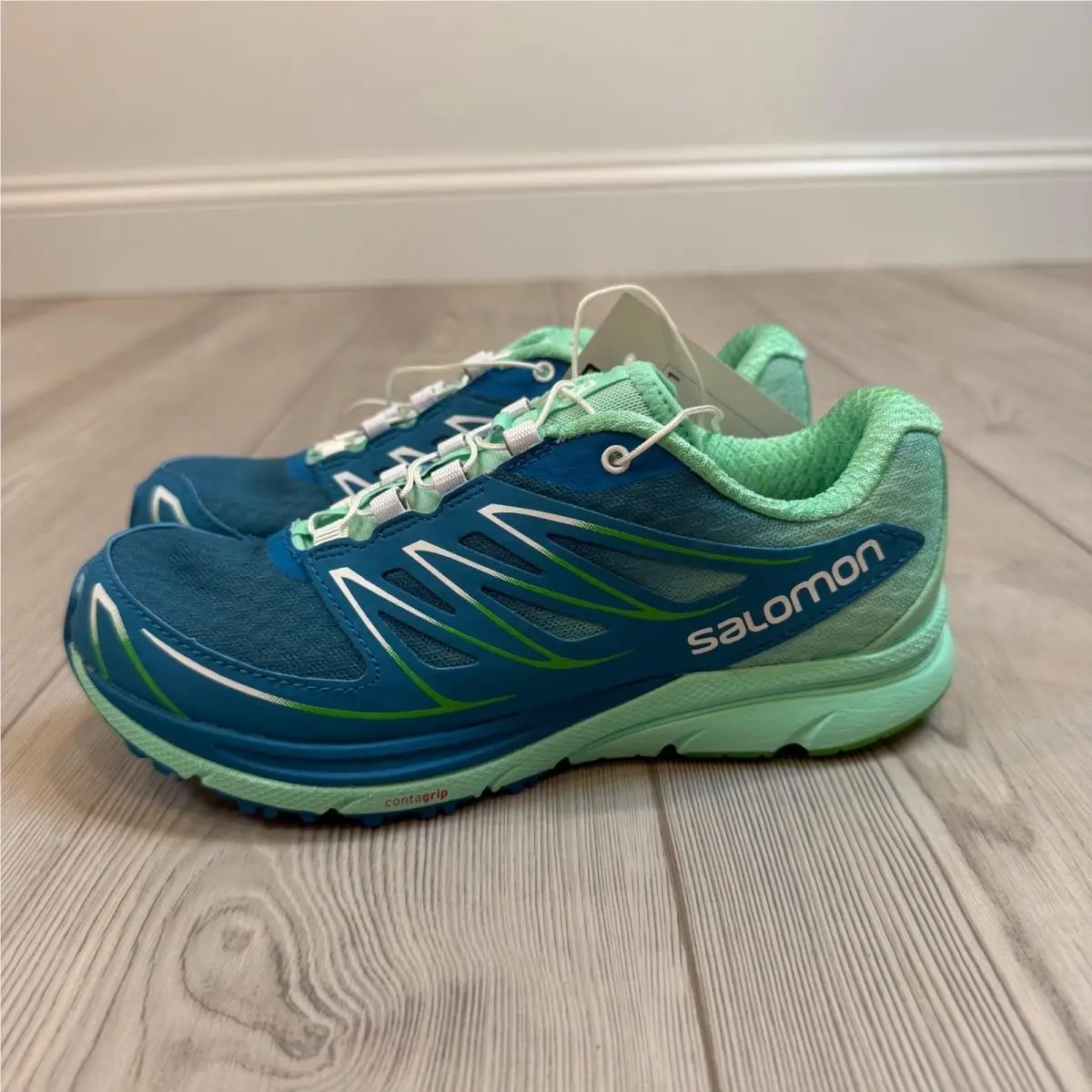 Salomon Sense Mantra 3 W Fog Blue Green Trail Running Shoes 381582 Womens 5