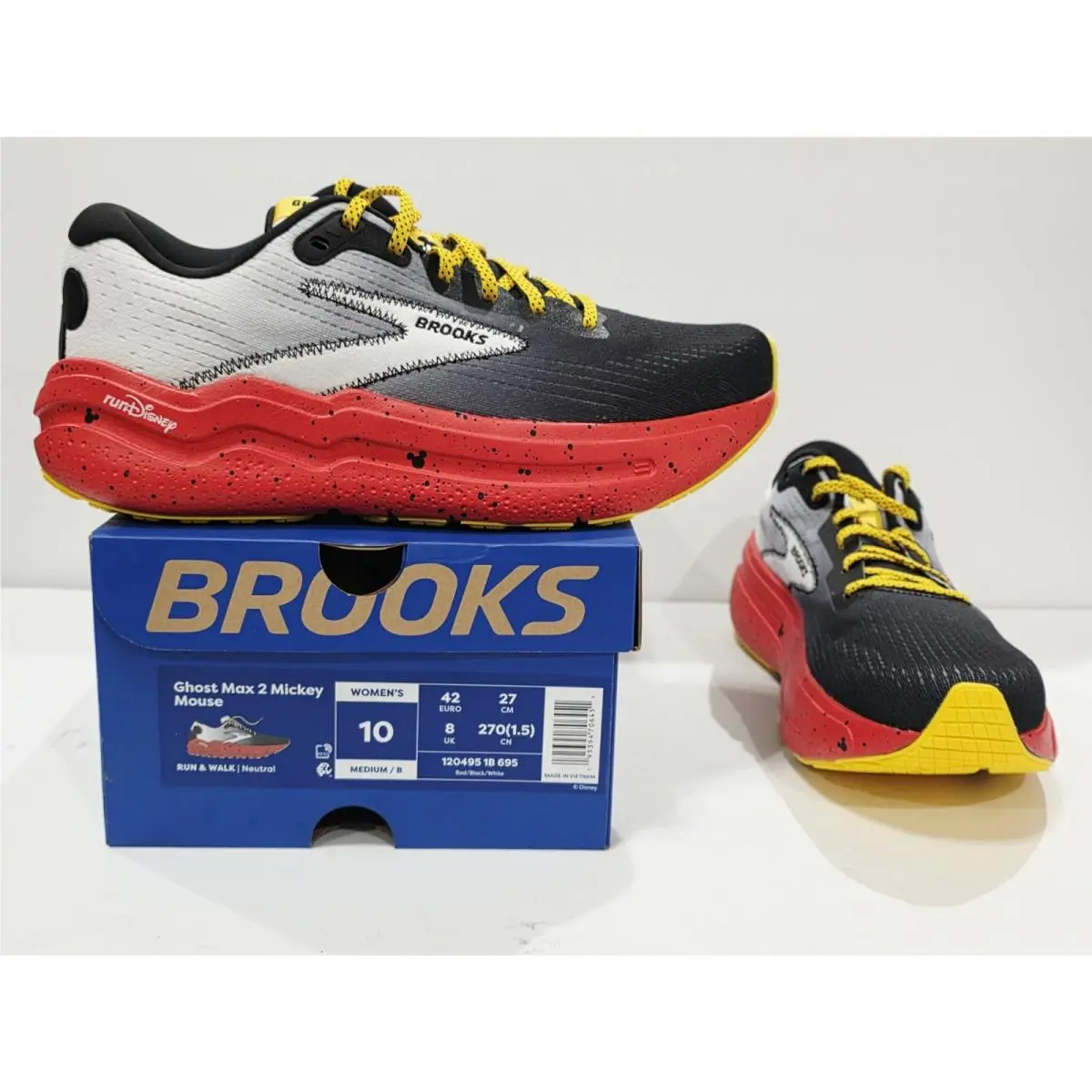 Brooks Ghost Max 2 Mickey Mouse Rundisney 2025 Red Black Women`s Medium 10 B