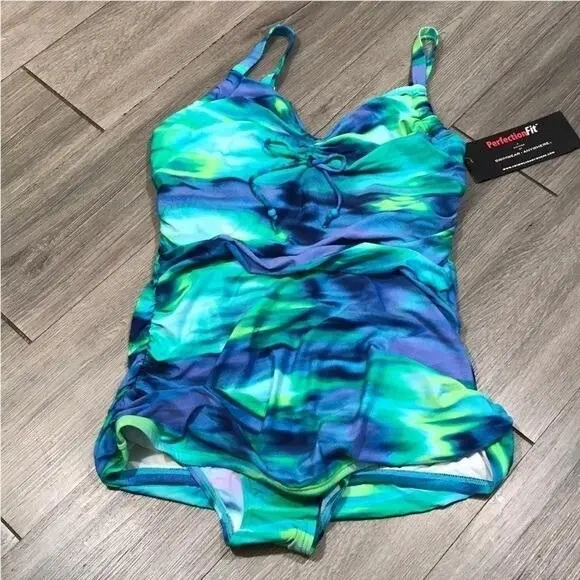 Coco Reef 36DDD Water Color Waves 1-Piece Adjustable Strap Swimsuit