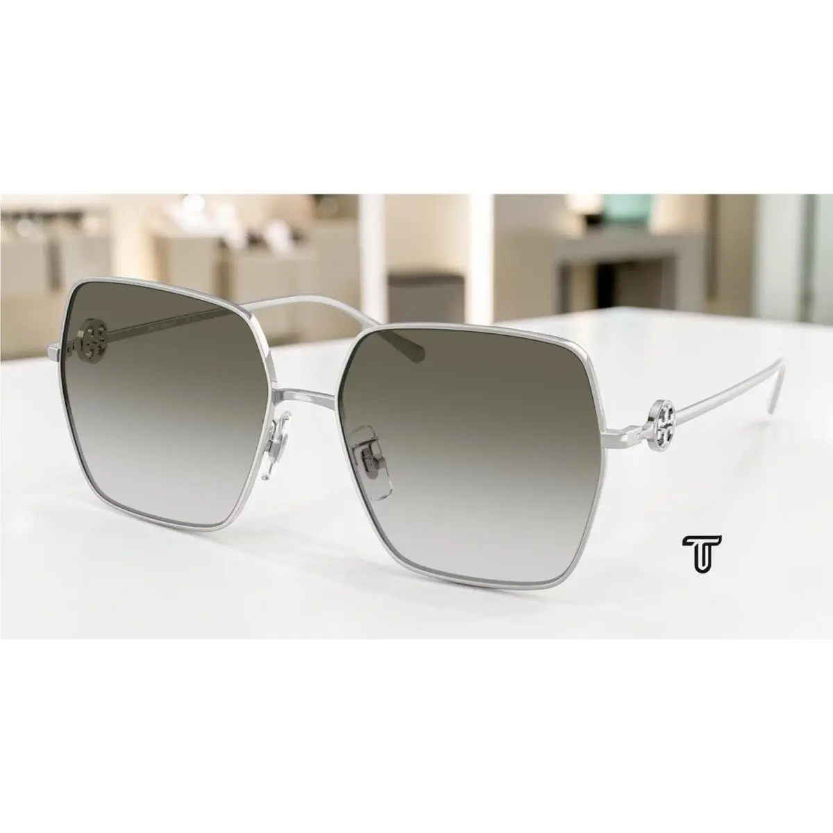 Tory Burch TY6118D 32742A Silver Green Grey 58 mm Women`s Sunglasses