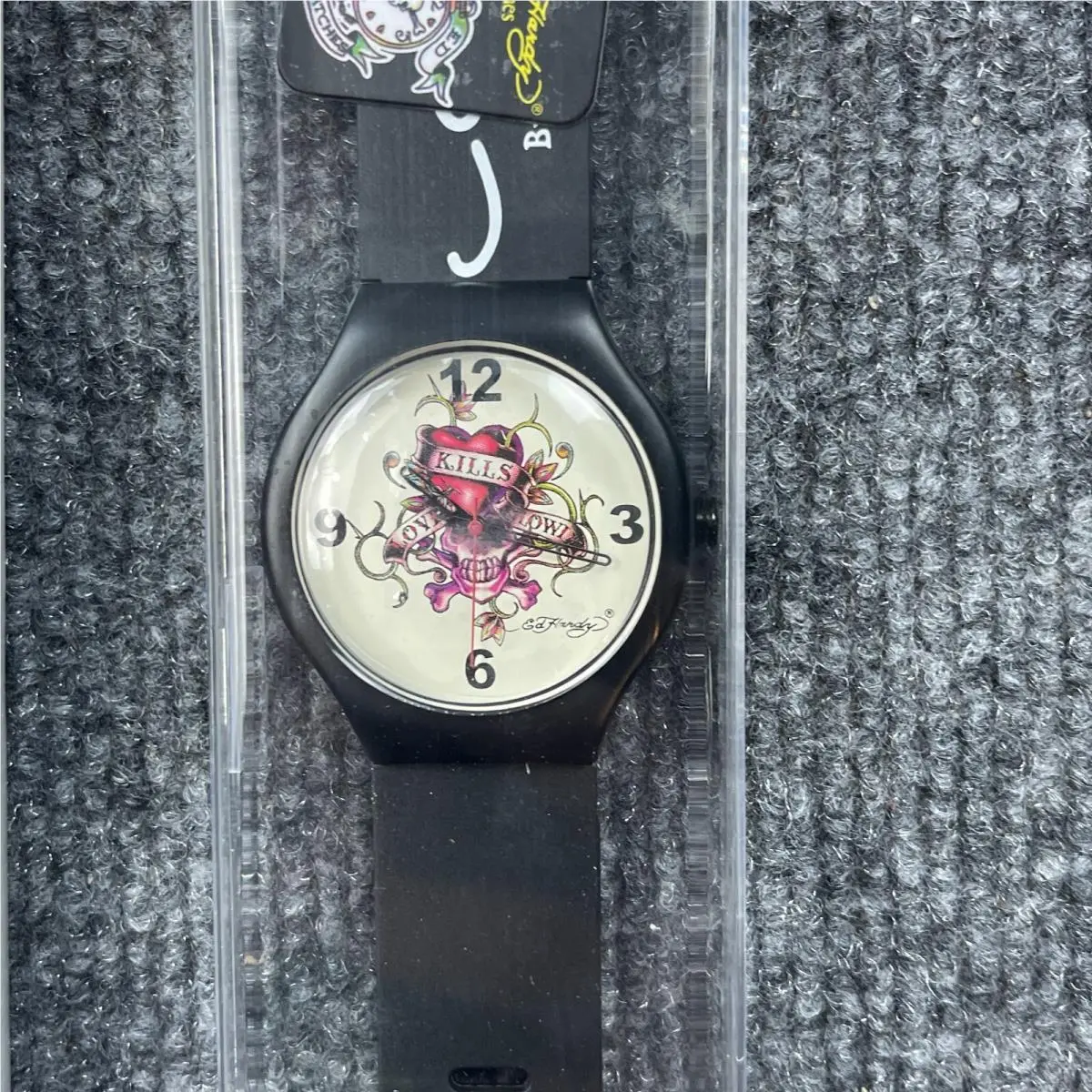 Men`s Spectrum Black Watch Love Kills Quartz Biker Y2K Grunge by Ed Hardy