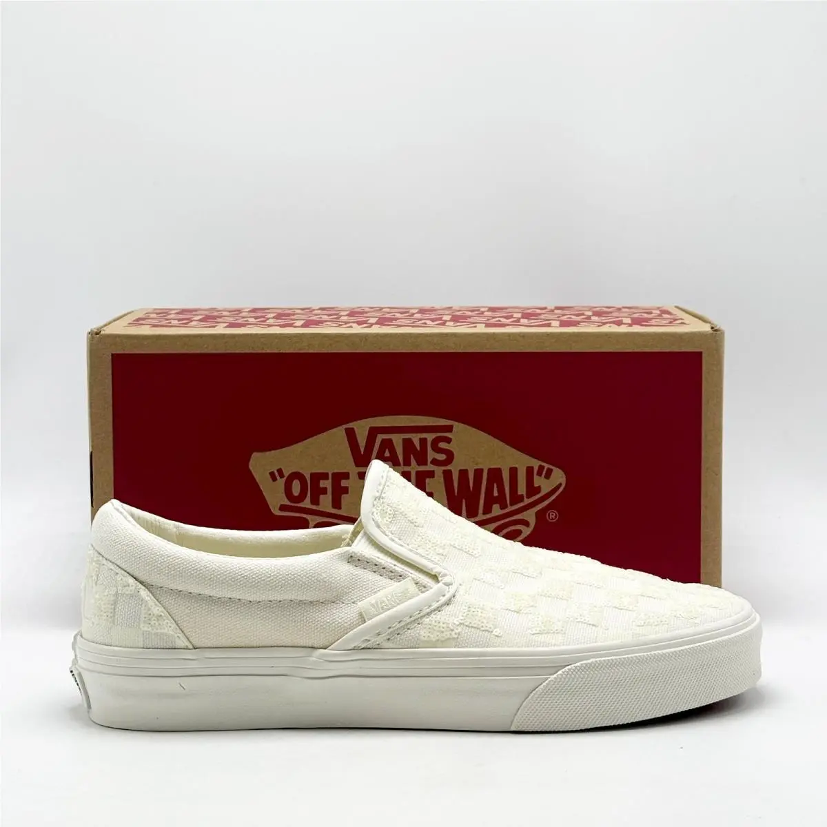 Unisex Vans Classic Checkerboard Slip-on Beaded White VN000D6YC13