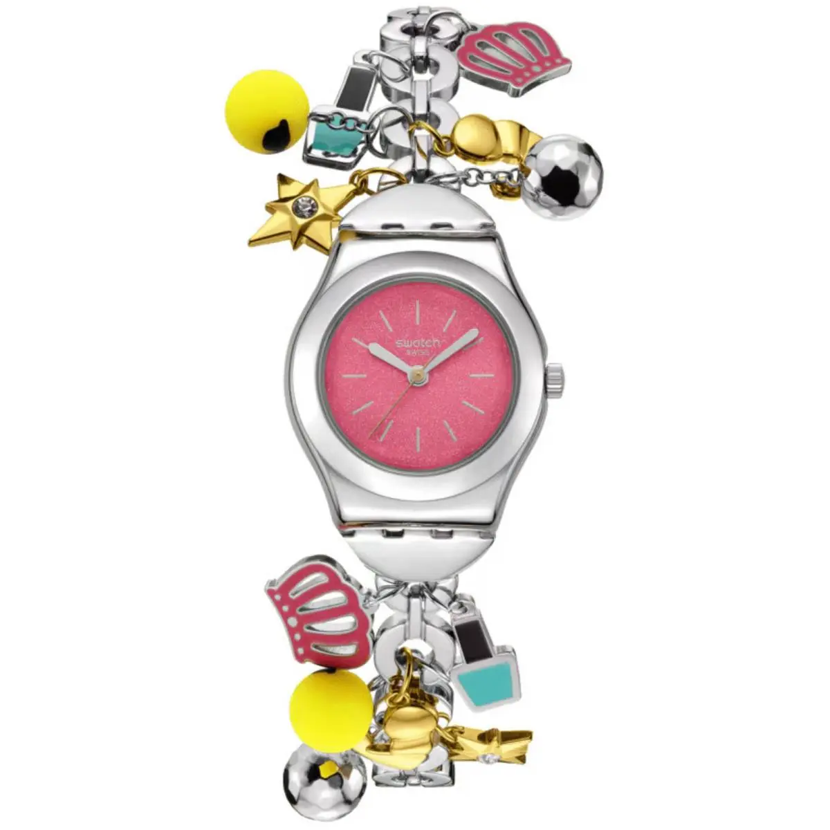 Swatch Women`s Watch Mother`s Day The Charm Of Mom Pink Dial Bracelet YSZ101G