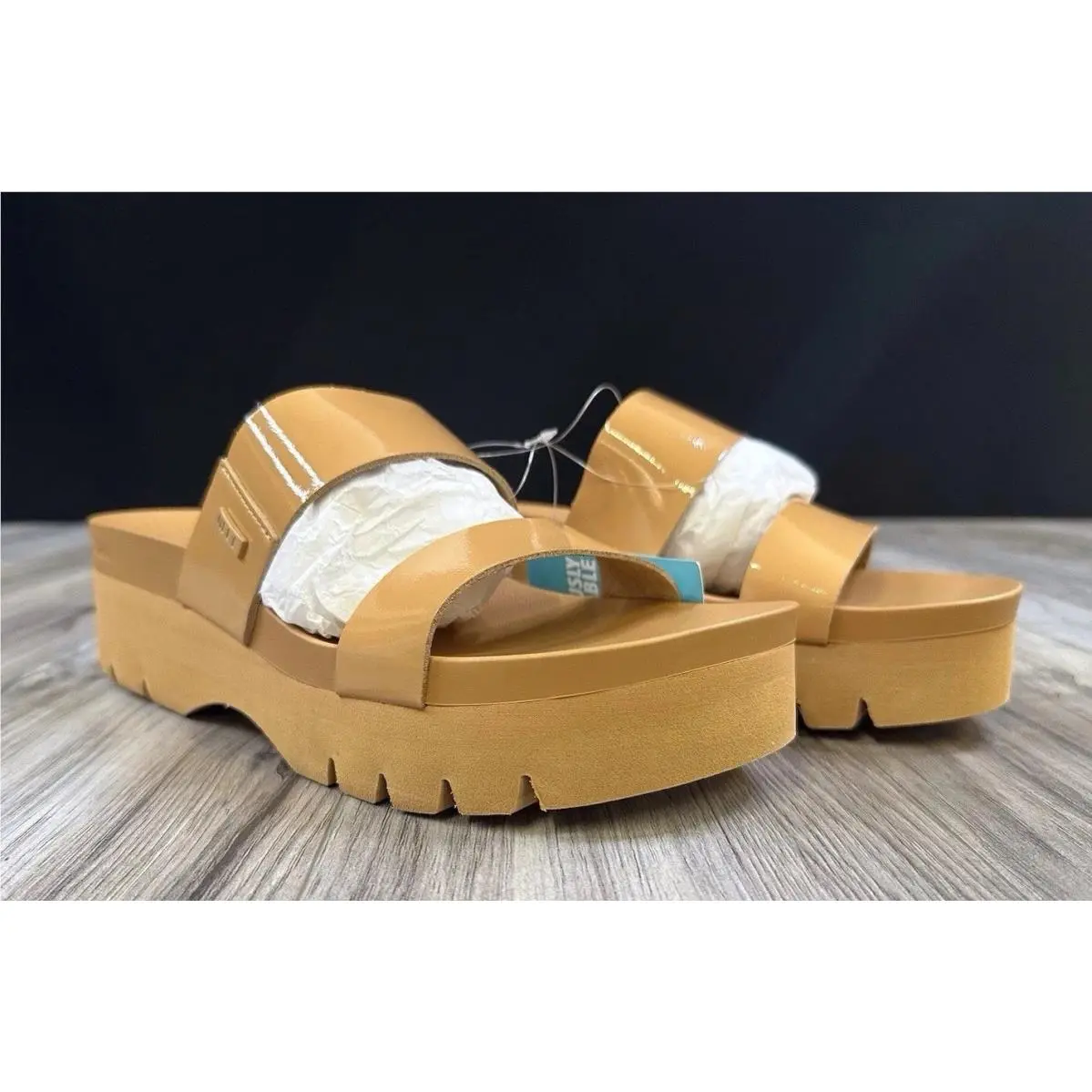 Reef Cushion Vista Higher Natural Patent Platform Sandal Women`s Size 11