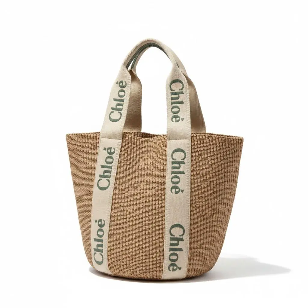 Chloé x Mifuko Large Woody Basket Tote White Fair Trade Paper
