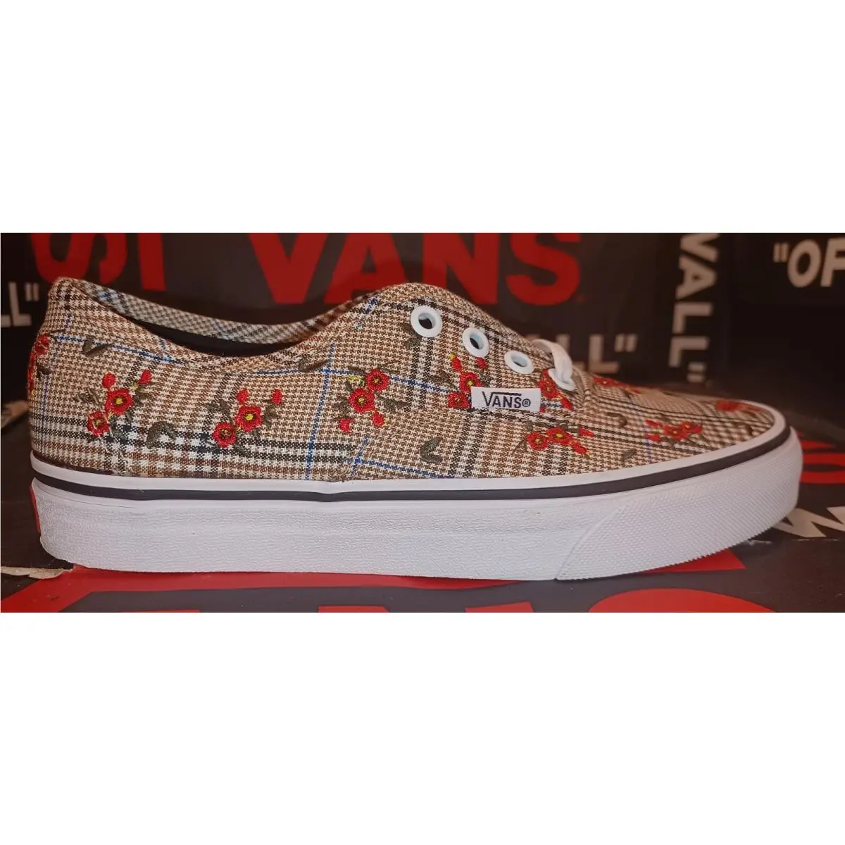 Vans Glen Plaid Floral Old Skool Embroidered Skate Shoes
