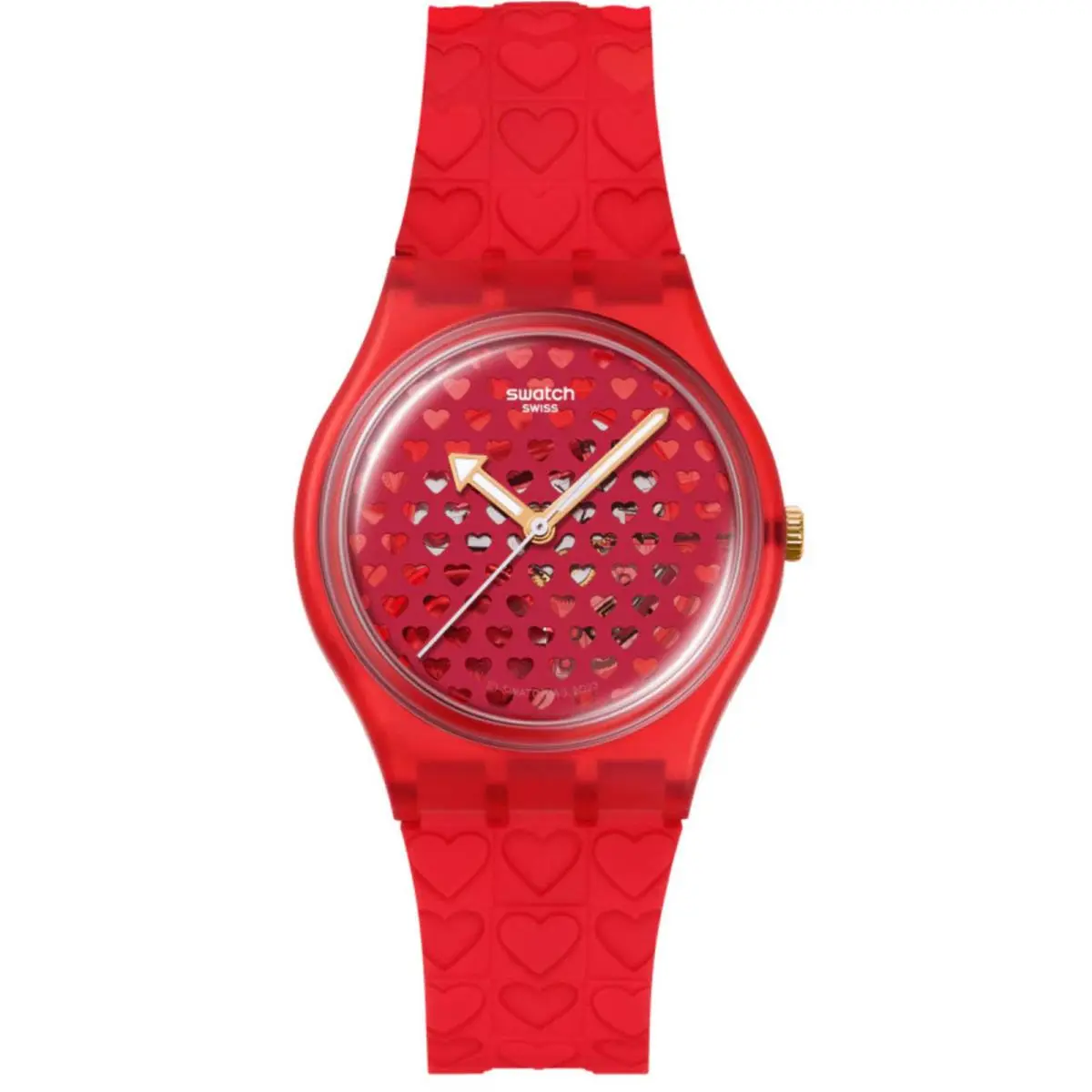 Swatch Unisex Watch Valentine`s Day Love In Scarlet Quartz Red Strap SO28Z122
