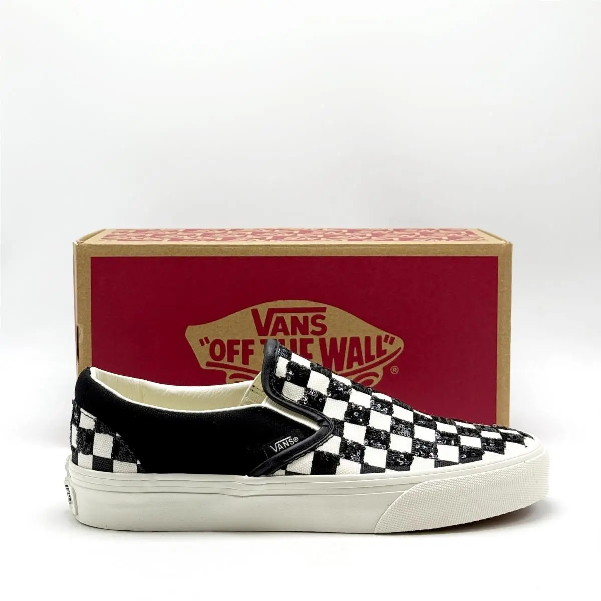 Unisex Vans Checkerboard Slip-on Shoe Sequin White / Black VN000D6Y705
