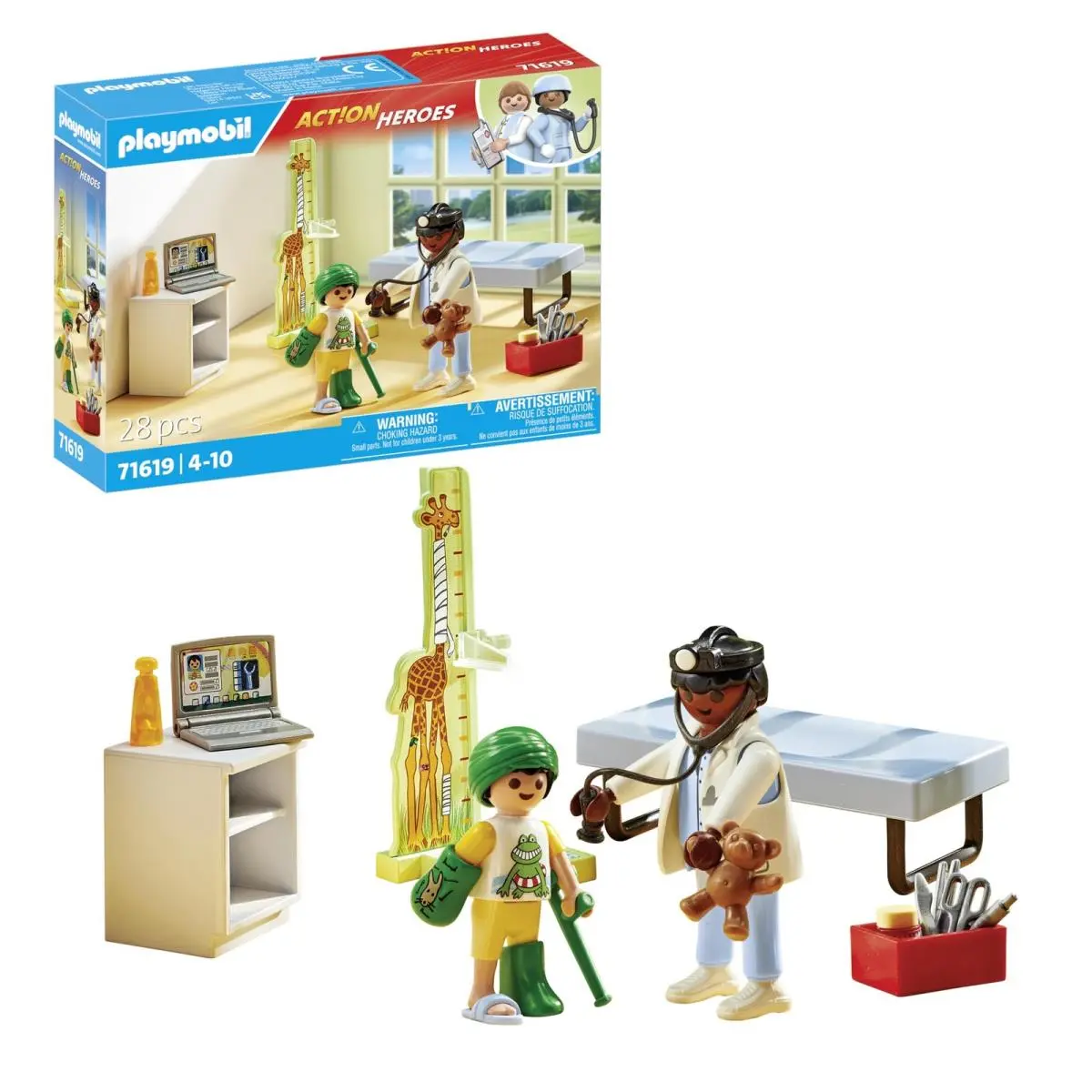 Playmobil 71619 Action Heroes: Pediatrician with Teddy Bear Treatment For The l