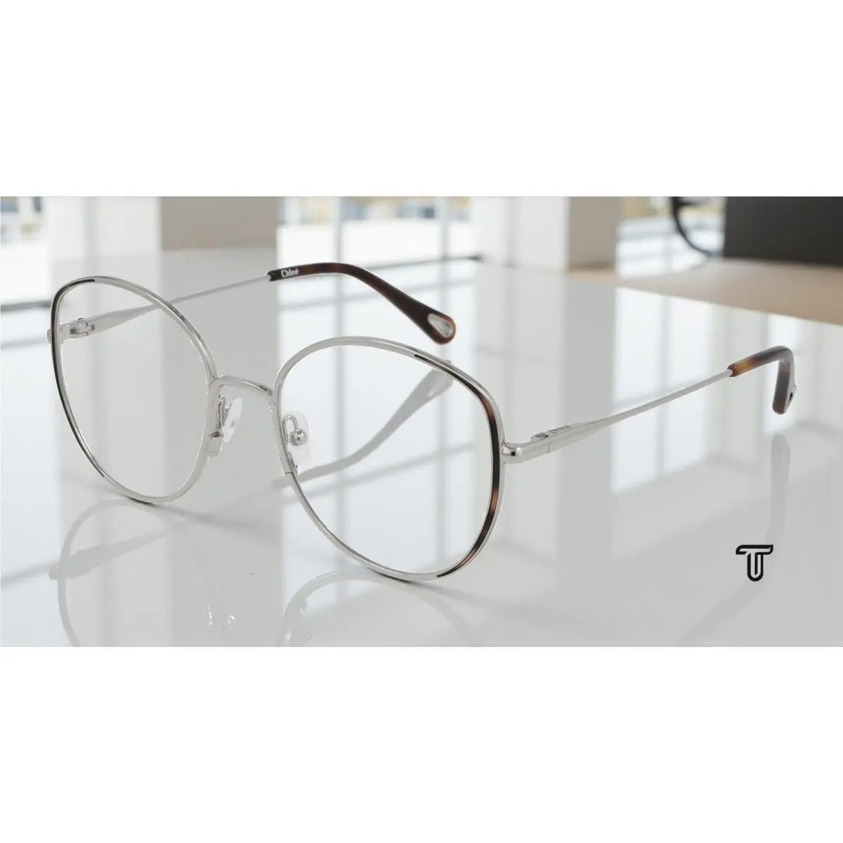 Chloe CH0039O 003 Round Silver Havana Demo Lens 54 mm Women`s Eyeglasses