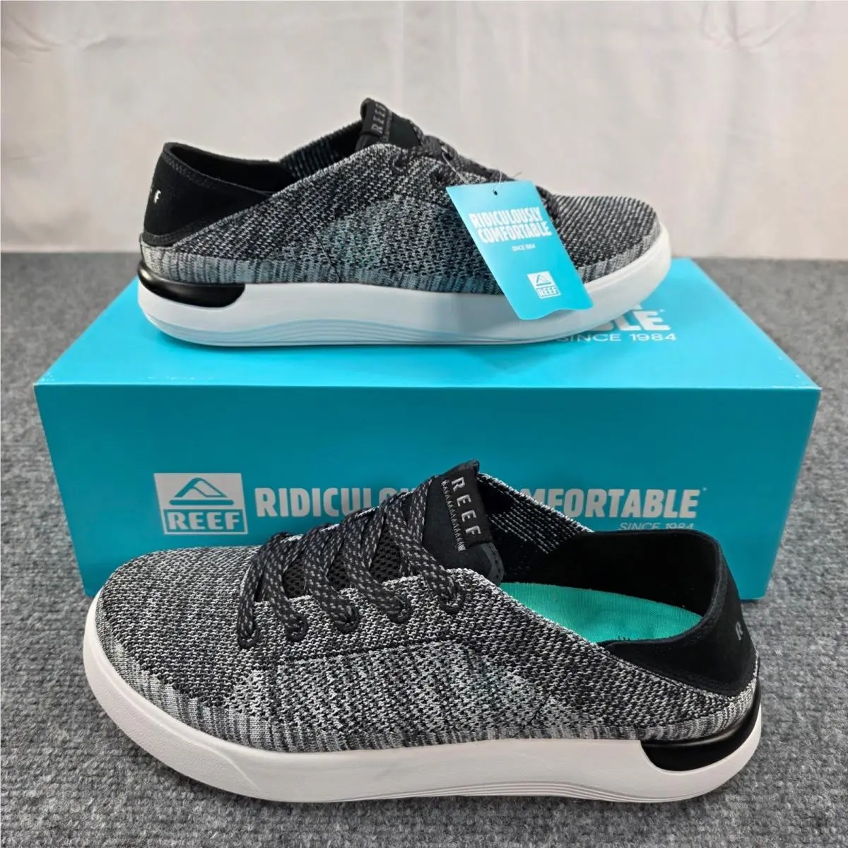 Reef Men`s 10 Swellsole Neptune Charcoal Knit Slip On Shoes