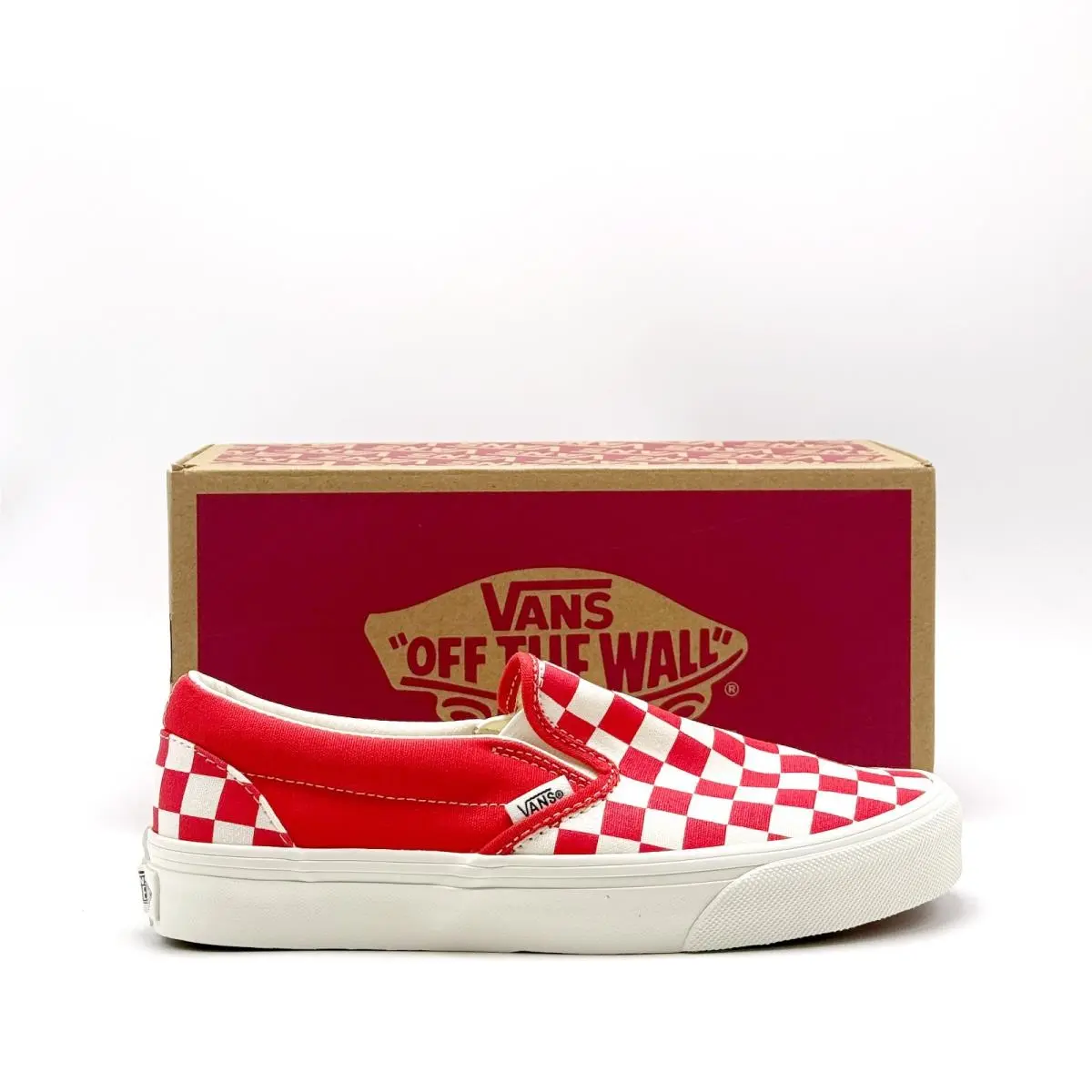Unisex Vans Classic Slip-on Color Theory Checkerboard Shoe Tomato Red