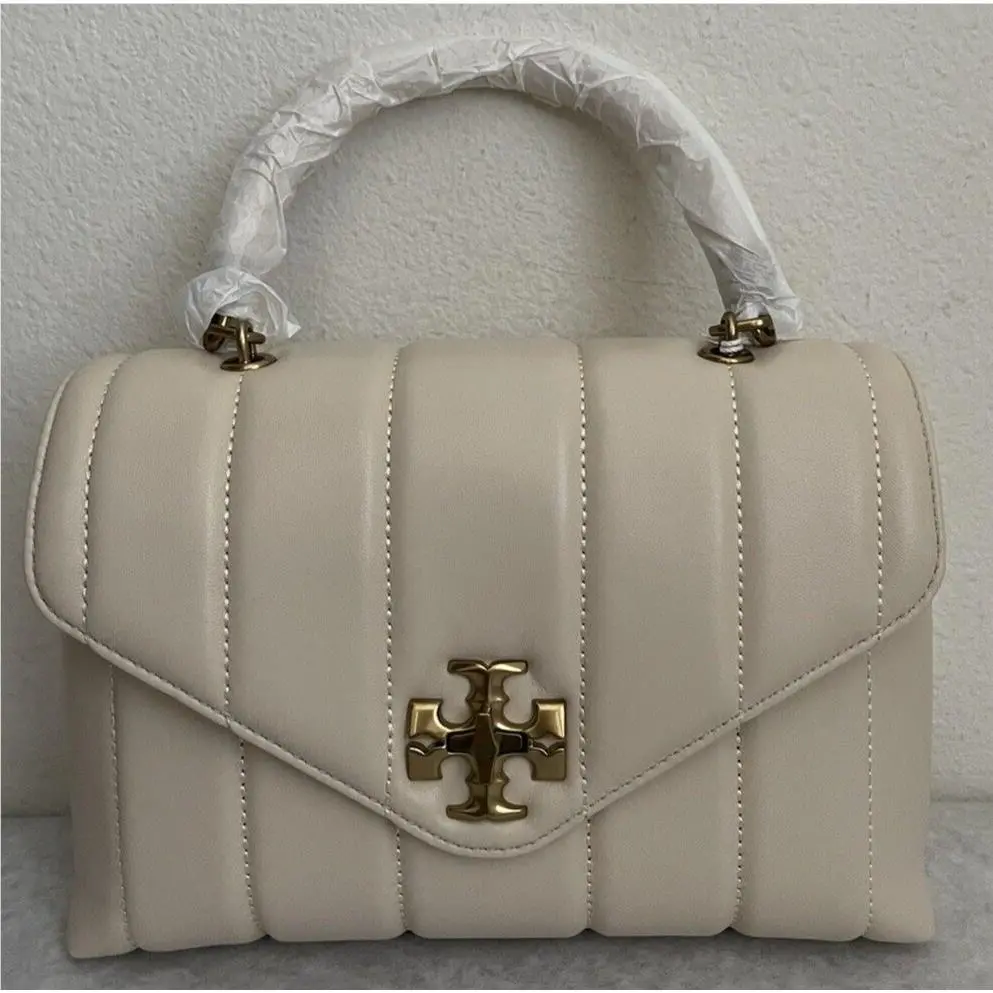 Tory Burch Kira Small Top Handle Quilt Leather Satchel Bag Brie