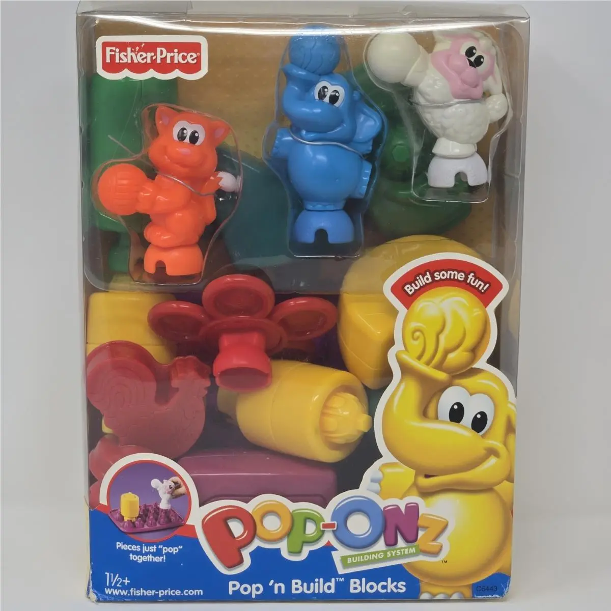 Fisher Price Pop-onz Pop N Build Blocks 2004 Vintage Building Toy Set