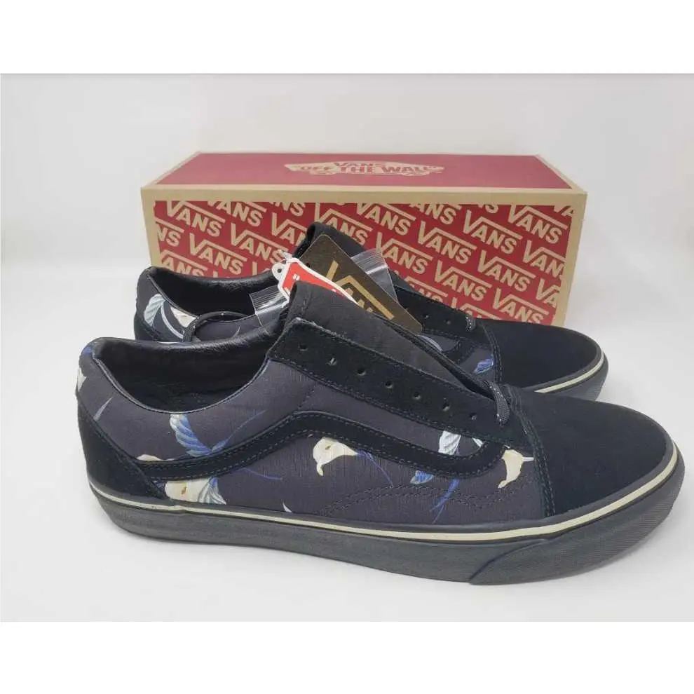 Men`s Vans For J Crew Old Skool Black Floral Shoes 9 10 11.5