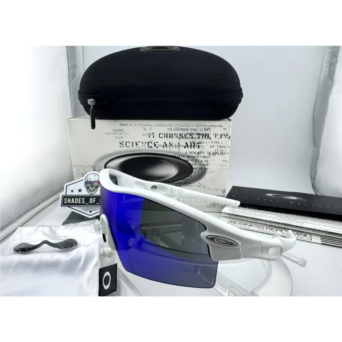 Radar XL Blades Matte White Blue Iridium Lens Sunglasses 09-743 Rare by Oakley