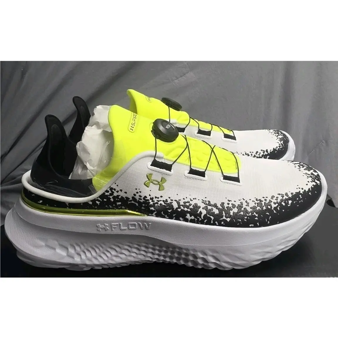 Under Armour Slipspeed Mega Boa Shoe White Yellow 3028539-107 Men SZ 15