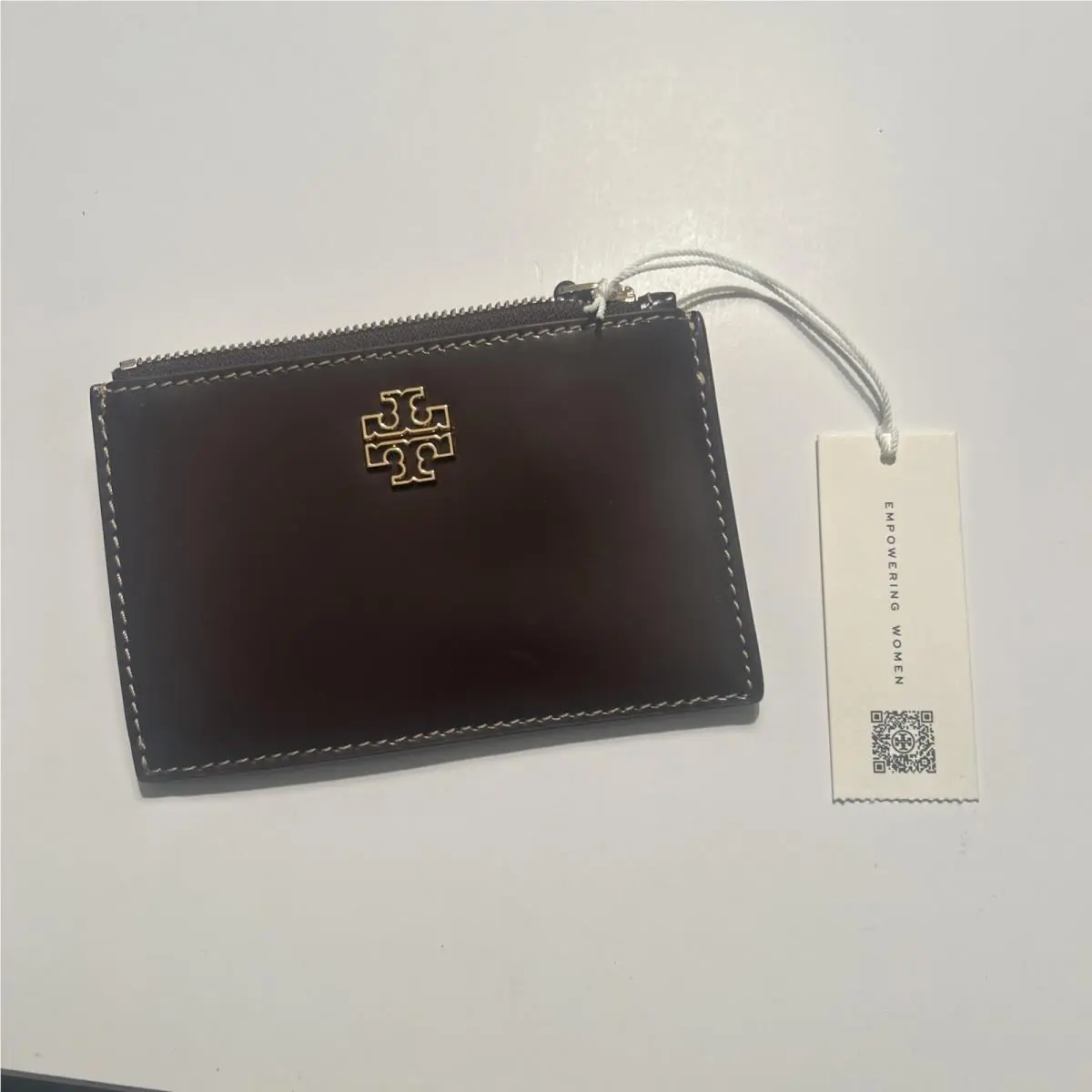 Tory Burch Britten Smooth Zip Card Case Wallet 141065