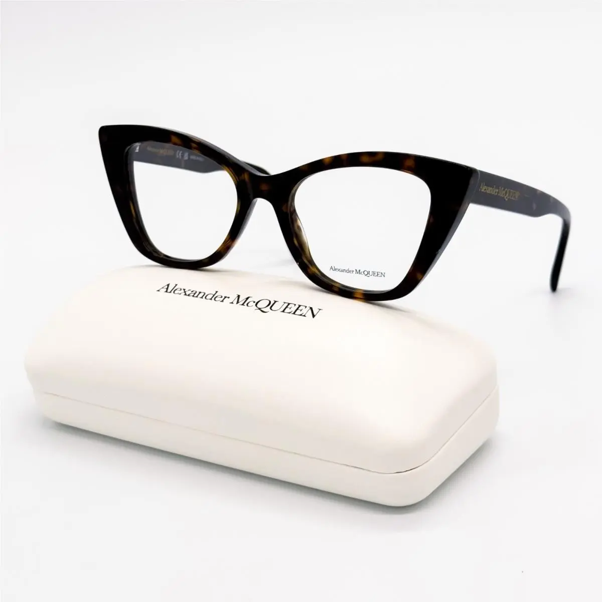 Alexander Mcqueen Eyeglasses AM0305O 002 Cat Eye Havana Women Eyewear