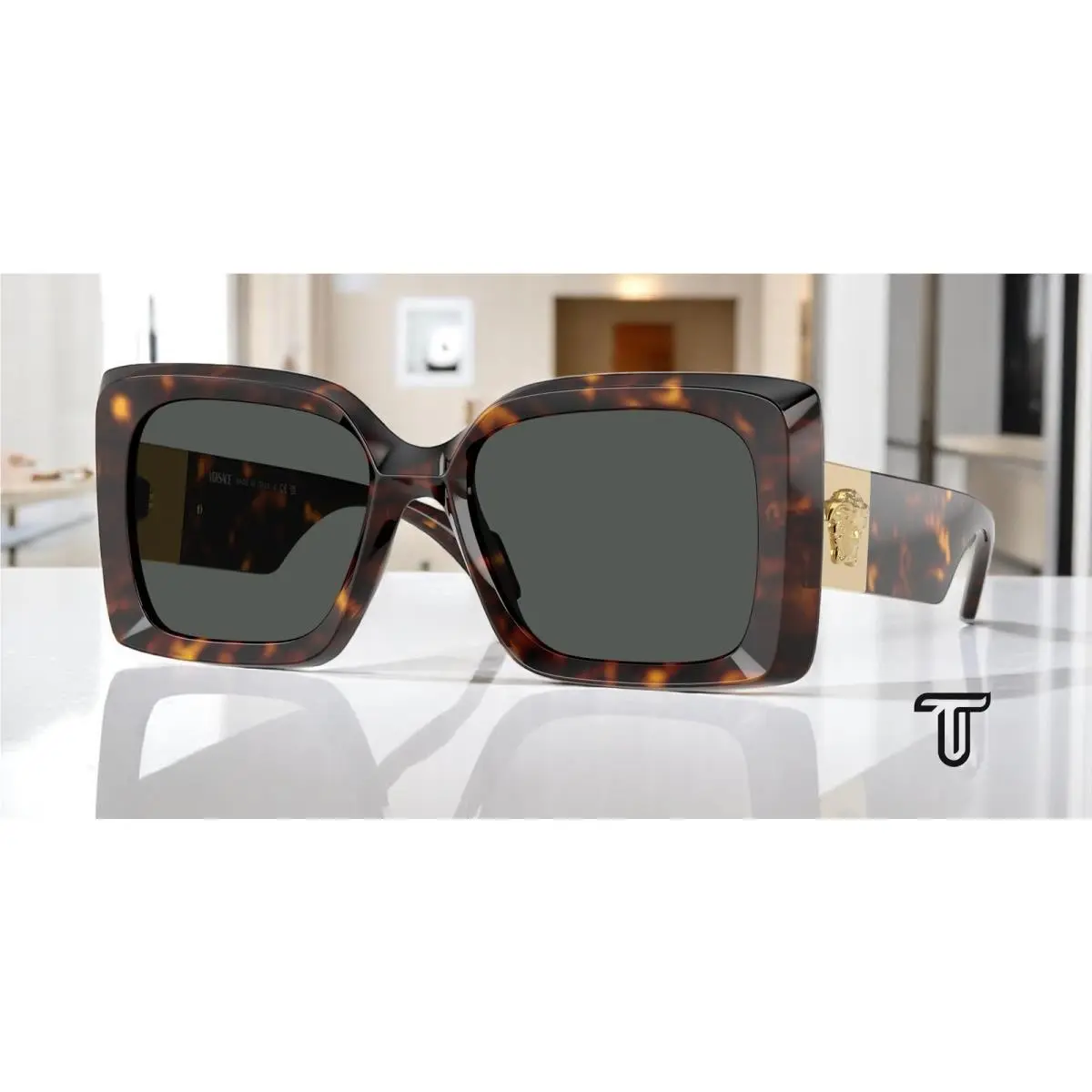 Versace VE4467U 108 87 Havana Dark Grey 54 mm Women`s Sunglasses