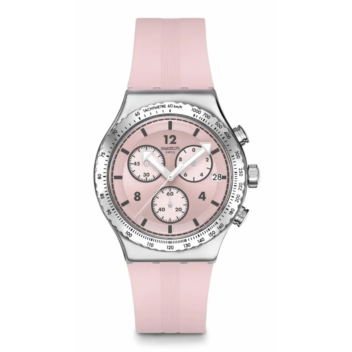 I Chrono Unisex Watch Dress Stainless Steel Pink Quartz by Swatch