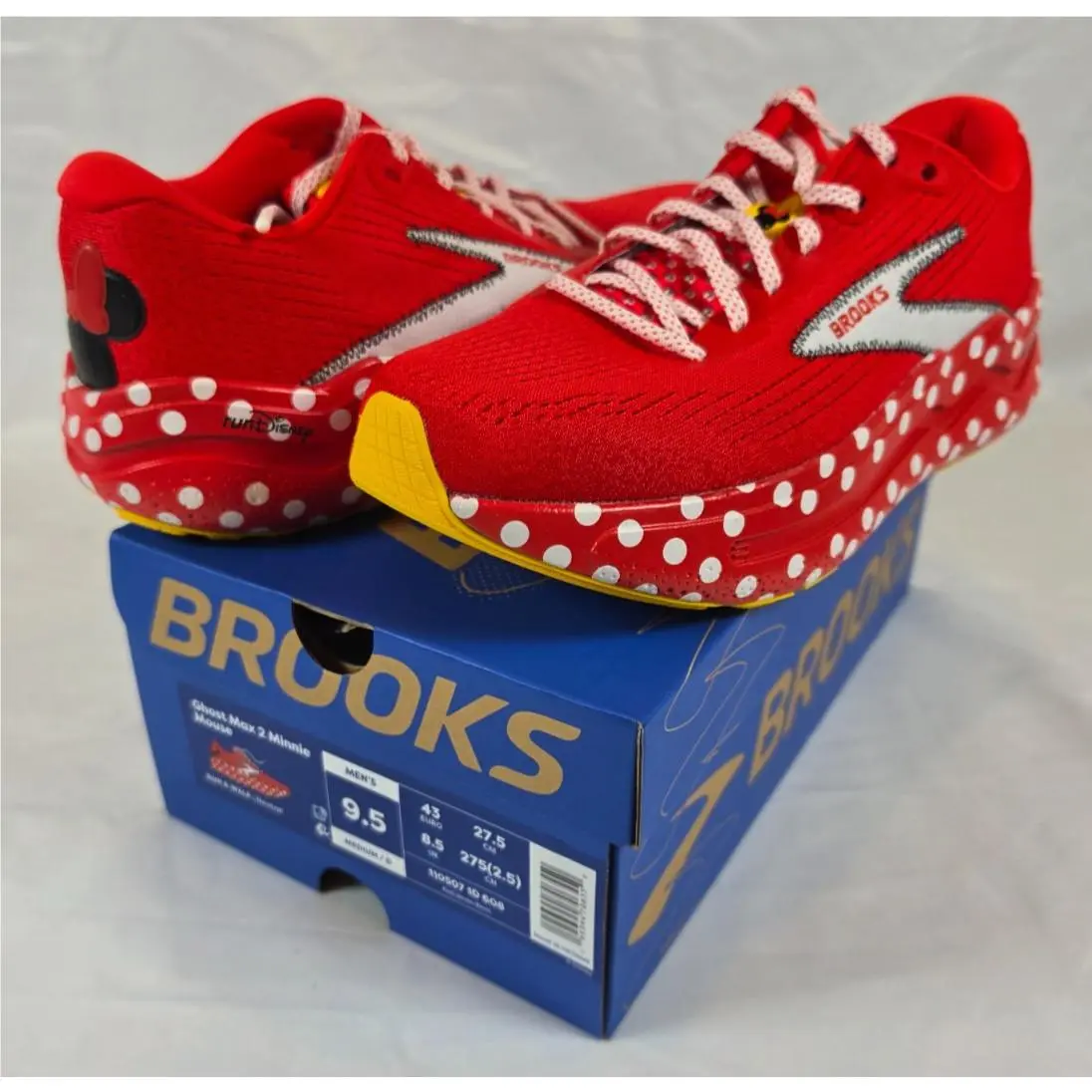 Men 9.5 Women 11 Brooks X Run Disney Ghost 17 Mickey Mouse 2026 Red Polka Do