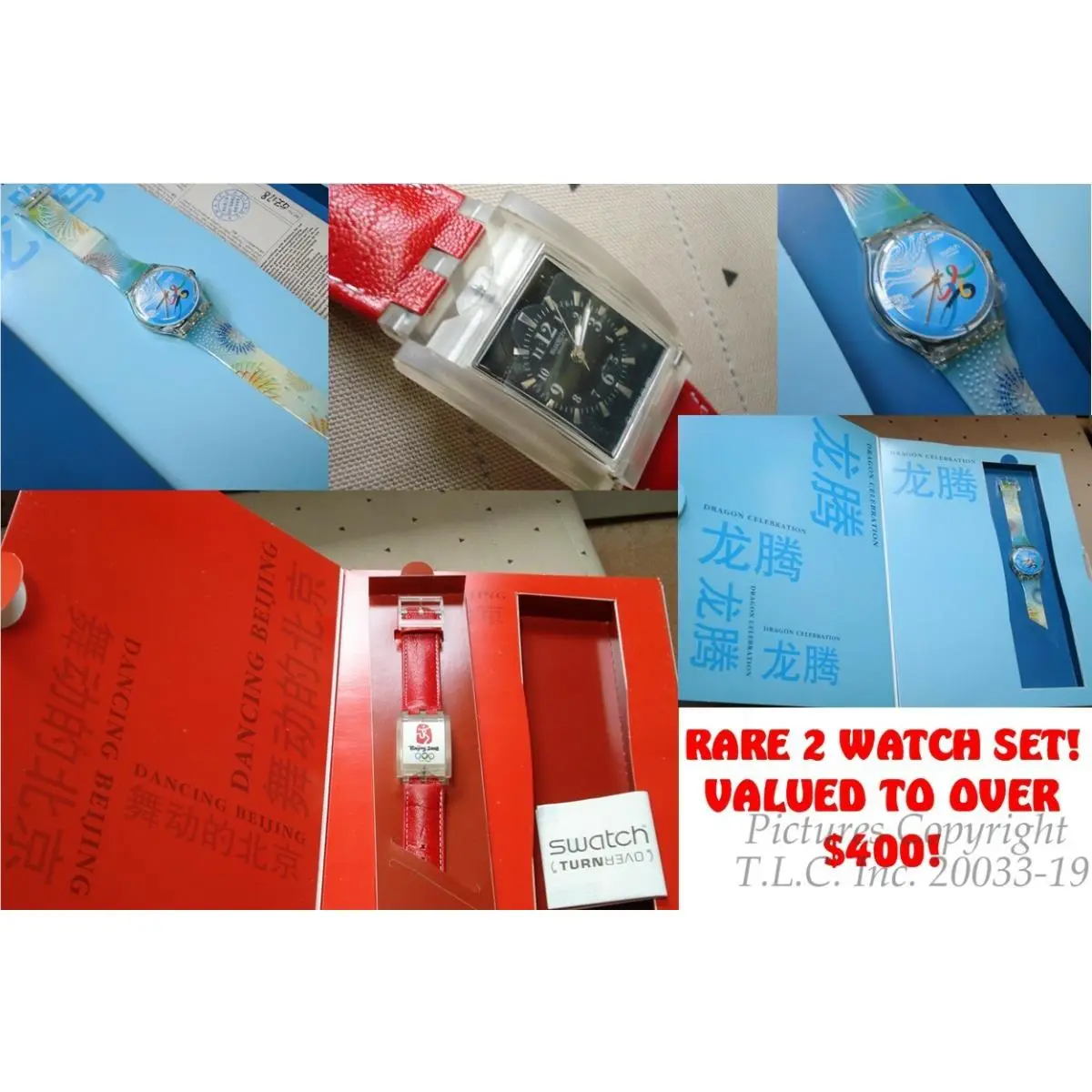 New/htf Limited Edition Xinhuanet 2008 Beijing Olympics GZS34PACK +bonus by Swatch
