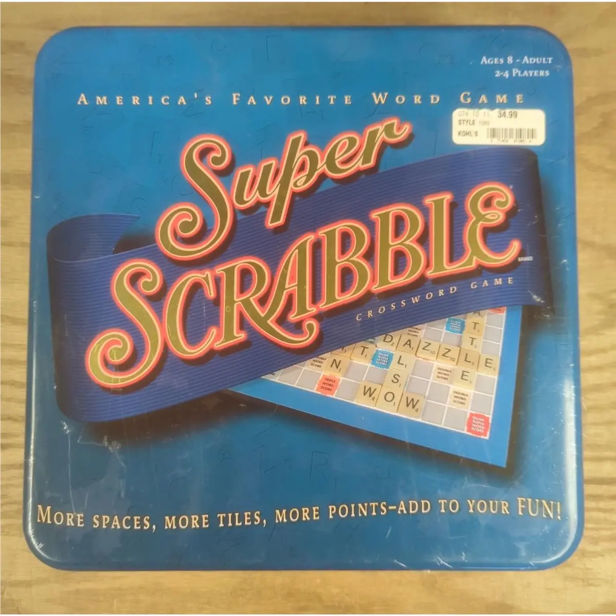 Vintage Super Scrabble Board Game Blue Tin Edition 2004 Hasbro