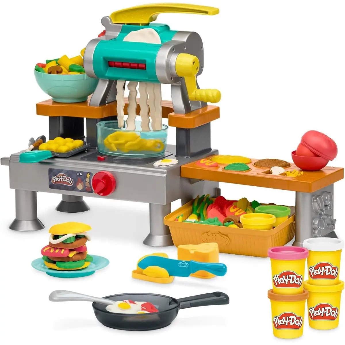 Play-doh Super Sizzlin` Kitchen Playset Realistic Cooking Toy Sounds 25+ Play