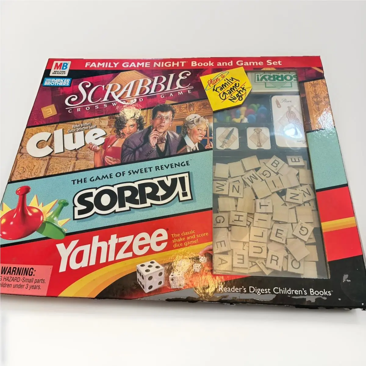 Hasbro Family Game Night Book Game Set Complete Scrabble Clue Yahtzee