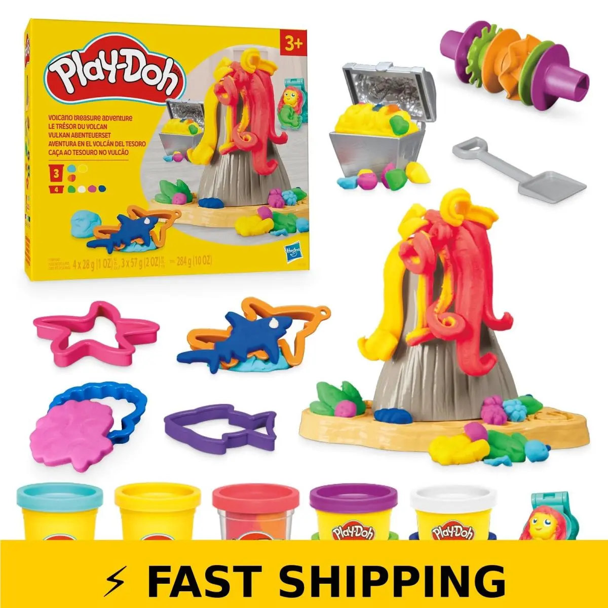 Play-doh Volcano Treasure Adventure Playset For Kids