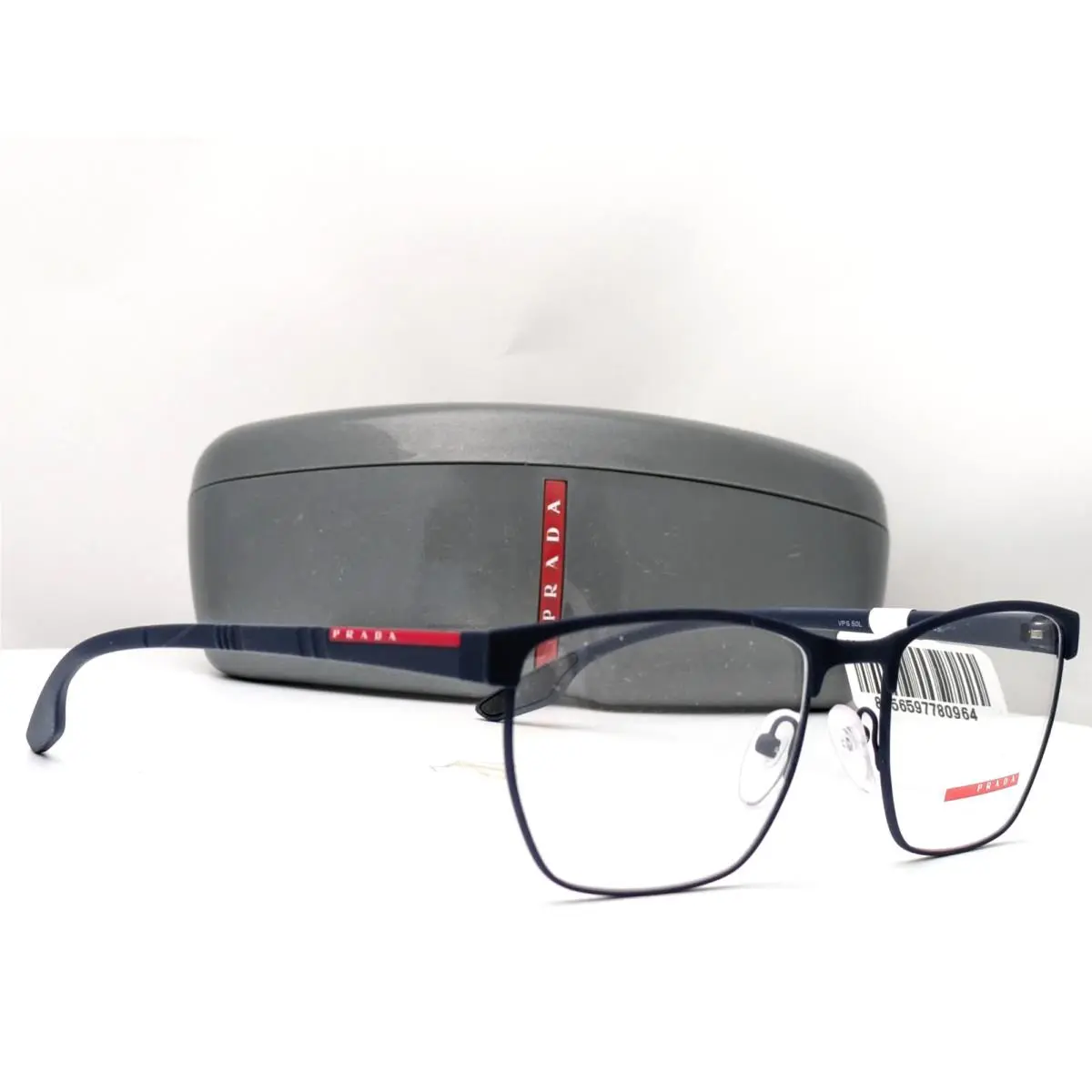 Prada Linea Rossa PS50LV TFY-101 Rubber Blue Men`s Eyeglasses Frames 55-19-145