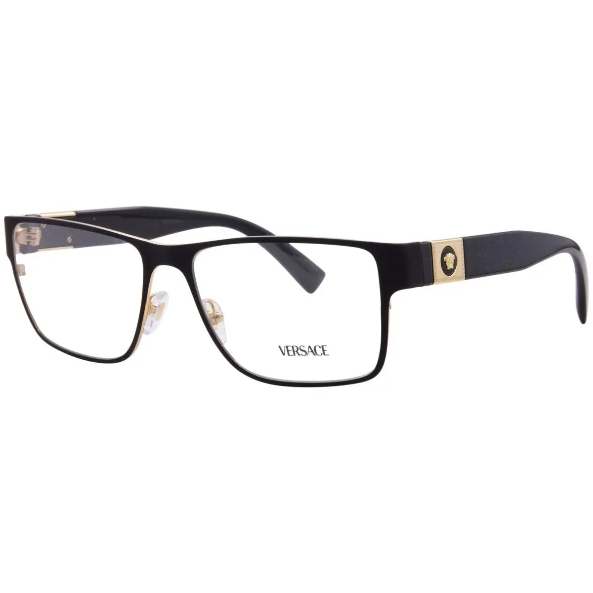 Versace VE1274 1436 Eyeglasses Frame Men`s Black Full Rim Rectangle Shape 57mm