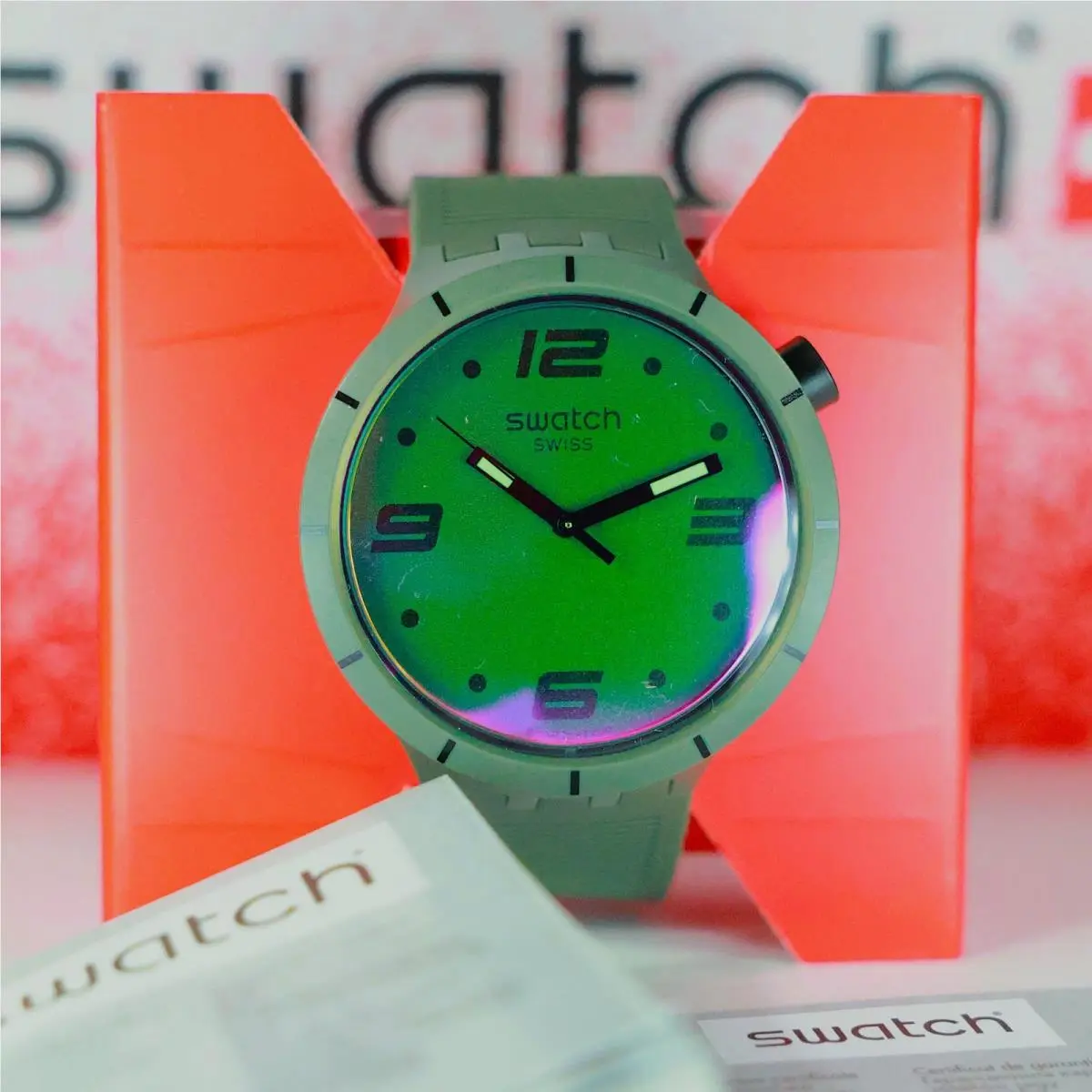 Swatch Swiss Made Big Bold Futuristic Green SO27M105 47MM Multicolors W/light