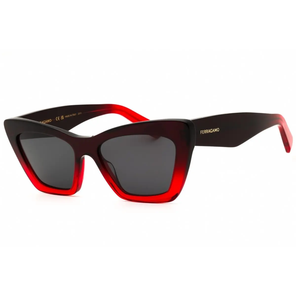 SF929SN 615 Sunglasses Red Gradient Frame Smoke Lenses 55mm by Salvatore Ferragamo