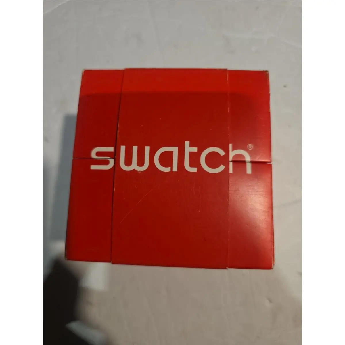 Swatch Swiss Made Skeleton Dial Orange Black Watch w/