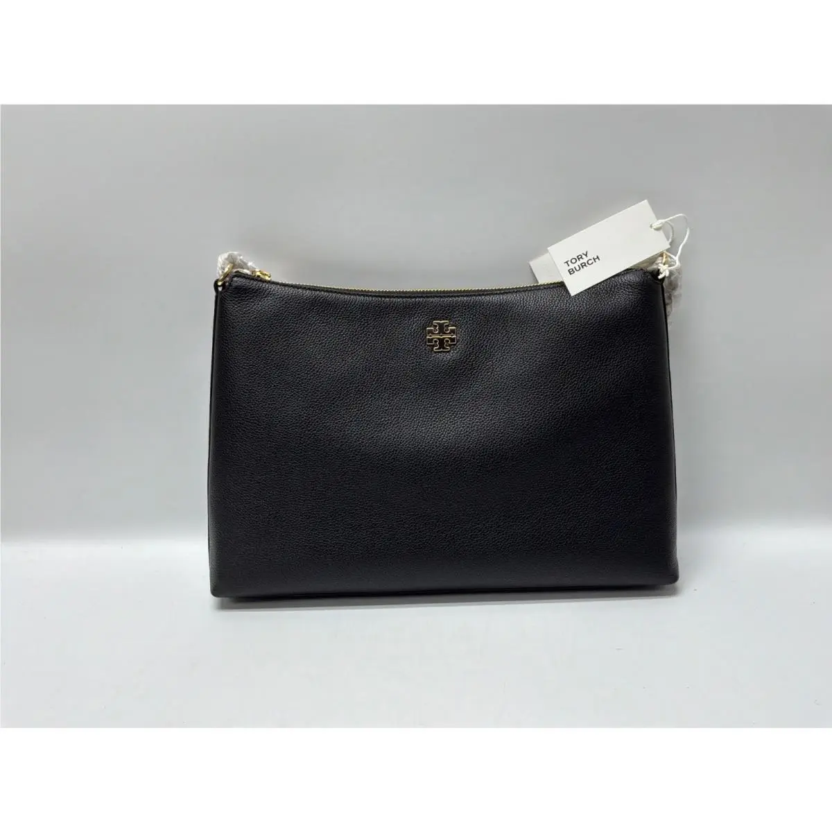 Tory Burch Britten Zip Shoulder Bag 178019 Pebbled Leather - Black