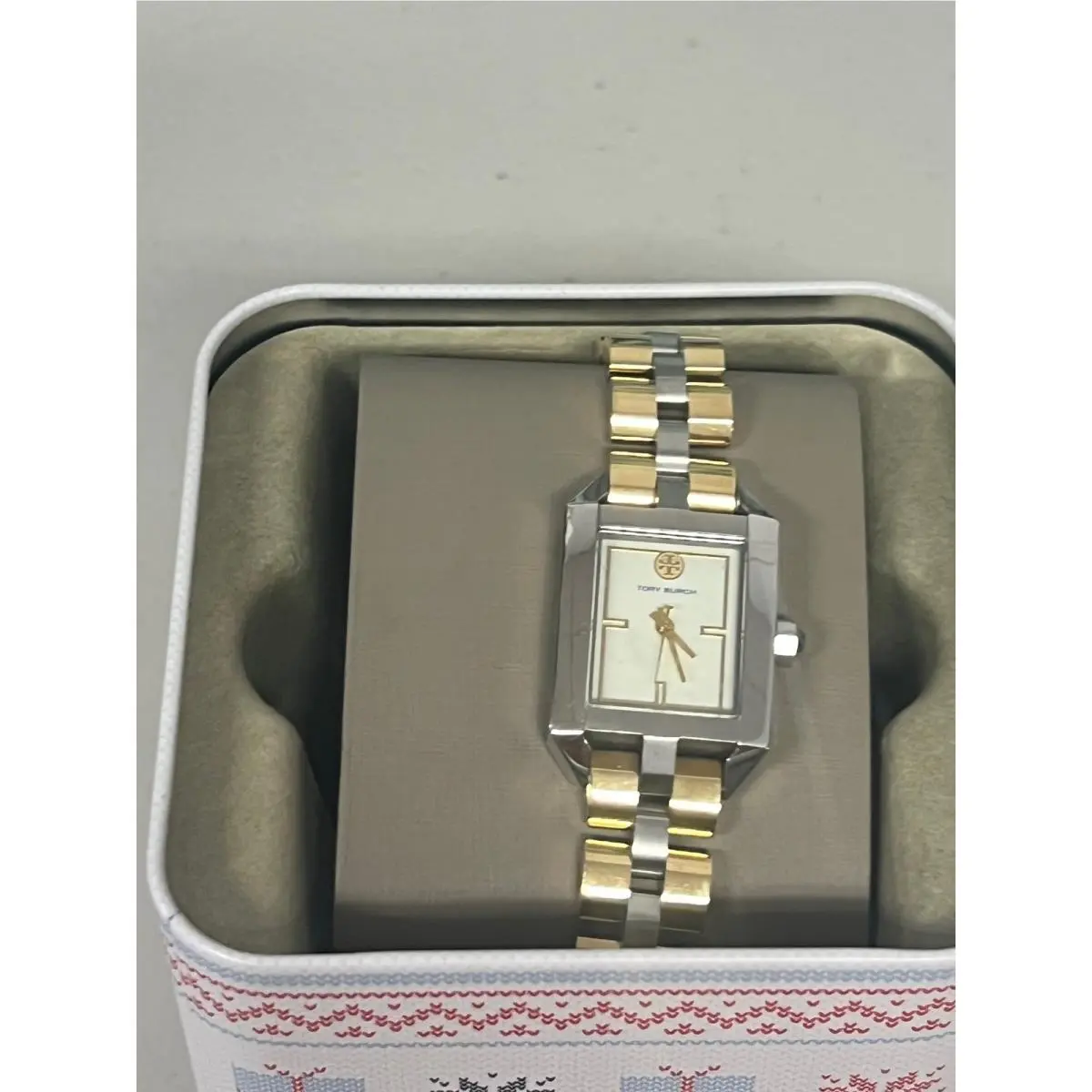 TBW1102 Women Rectangle Two Tone Stainless Steel Watch 30M Waterproof by Tory Burch