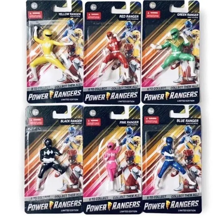 Power Rangers Complete Set Mini Figurine Action Figure Toys 6pc Yellow Blue Red