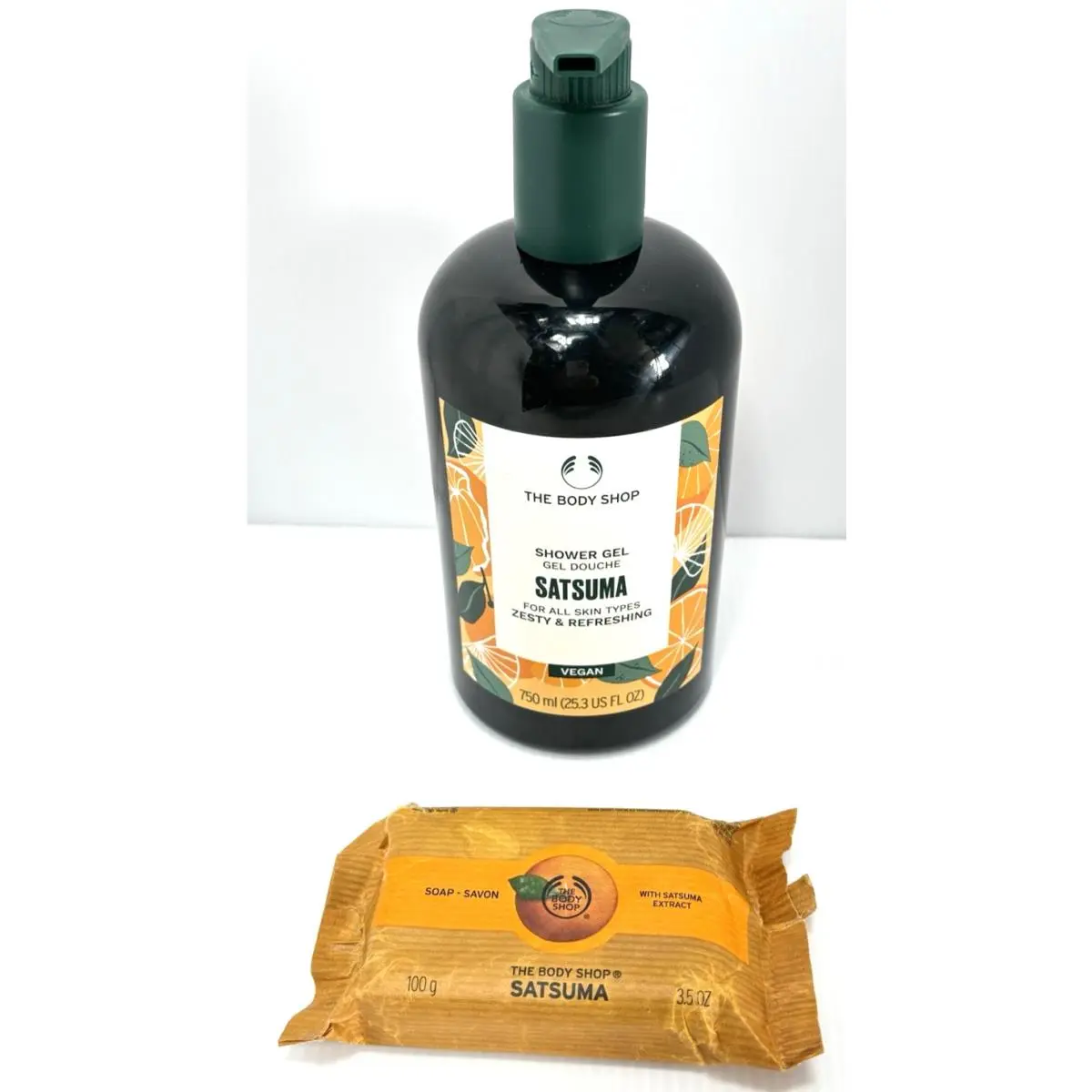 The Body Shop Satsuma Shower Gel 750ml + Soap Bar Citrus Skincare Set